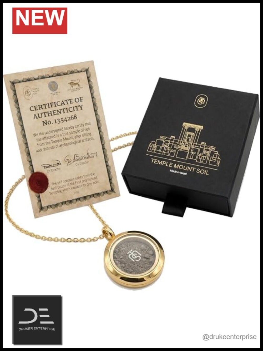 Gold Plated Stainless Steel Locket Necklace with Holy Soil Christian Religious